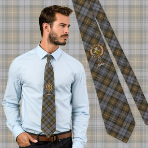 Clan Gordon-Wappen auf verwittertem Tartan Krawatte