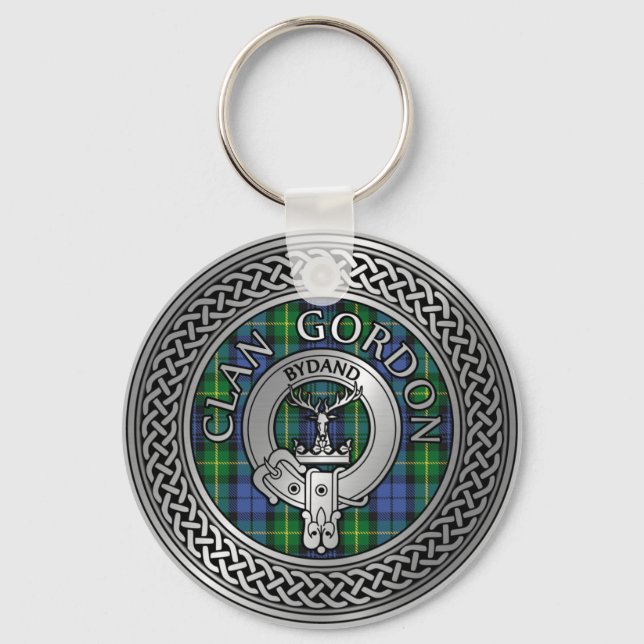 Clan Gordon Wappen & Tartan Knot Schlüsselanhänger (Vorderseite)