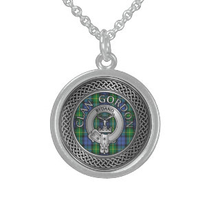 Clan Gordon Wappen & Tartan Knot Sterling Silberkette