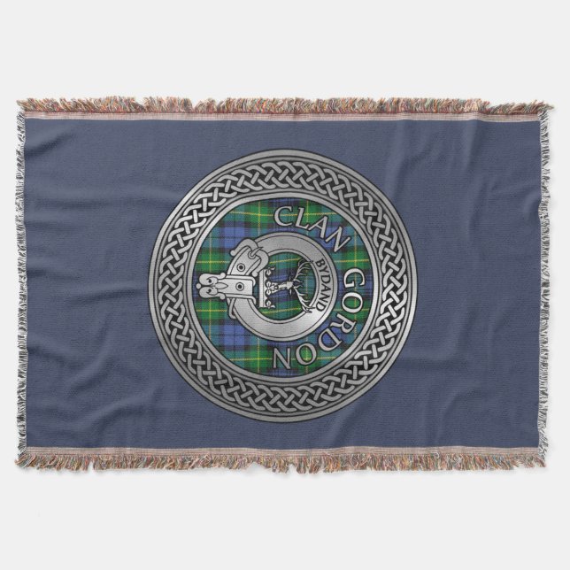 Clan Gordon Wappen & Tartan Knot Throw Blanket Decke (Vorderseite)