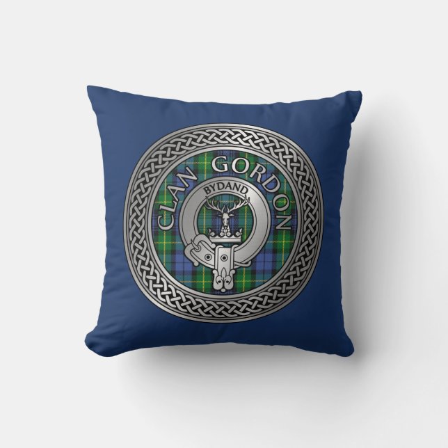 Clan Gordon Wappen & Tartan Knot Throw Kissen (Vorderseite)