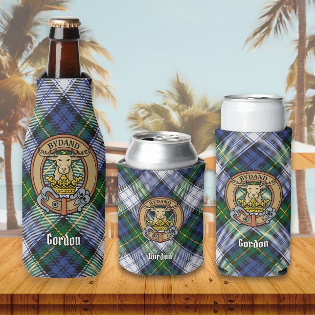 Clan Gordon Wappen über Dress Tartan Flasche Coole Flaschenkühler (Von Creator hochgeladen)