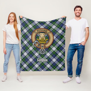 Clan Gordon Wappen über Dress Tartan Fleecedecke