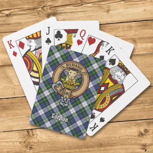 Clan Gordon Wappen über Dress Tartan Spielkarten
