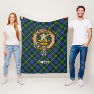 Clan Gordon Wappen über Tartan Fleecedecke