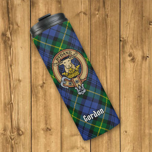 Clan Gordon Wappen über Tartan Thermosbecher