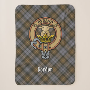 Clan Gordon Wappen über Wetterfest Tartan Sherpadecke