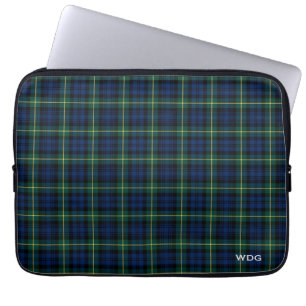 Clan-Gordontartan-blaues kariertes mit Monogramm Laptopschutzhülle
