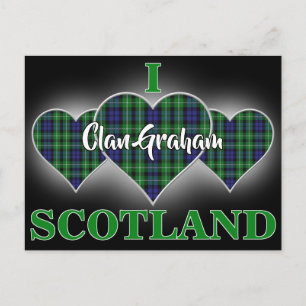 Clan Graham I Liebe Scotland Tartan Heart Postkarte