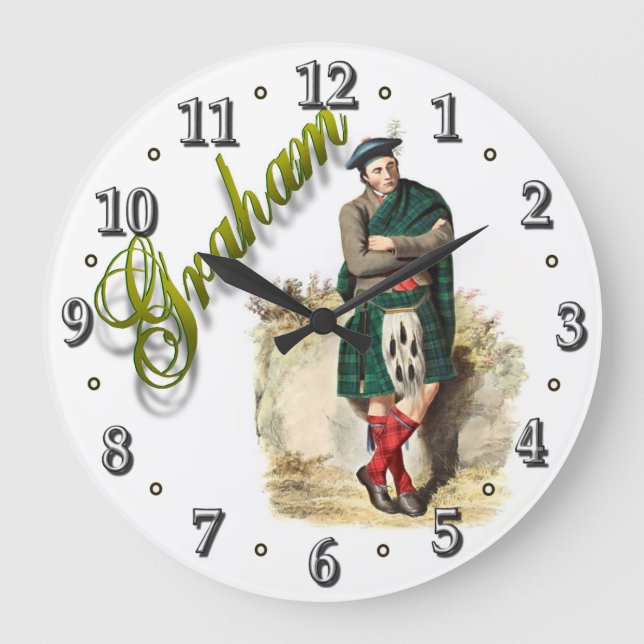 Clan Graham Scottish Dream Clock Große Wanduhr (Vorderseite)