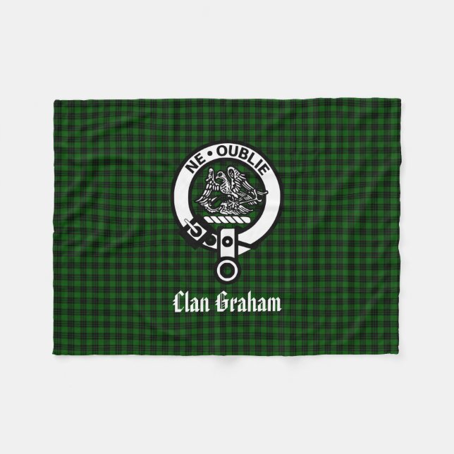 Clan Graham Wappen Abzeichen und Tartan Fleecedecke (Vorderseite (Horizontal))