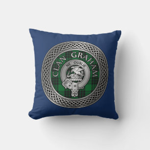 Clan Graham Wappen & Tartan Knot Kissen