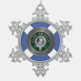 Clan Graham Wappen & Tartan Knot Schneeflocken Zinn-Ornament