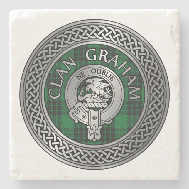 Clan Graham Wappen & Tartan Knot Steinuntersetzer (Vorderseite)
