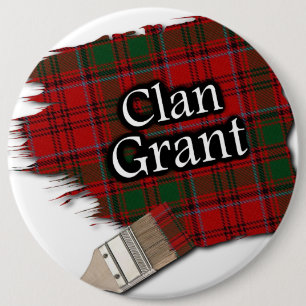 Clan Grant Tartan Paint Brush Button