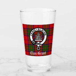 Clan Grant Tartan und Wappen Abzeichen Glas