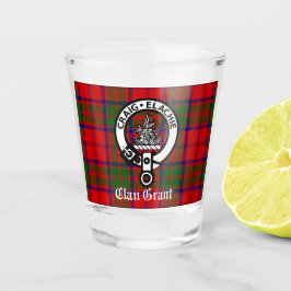Clan Grant Tartan und Wappen Abzeichen Schnapsglas