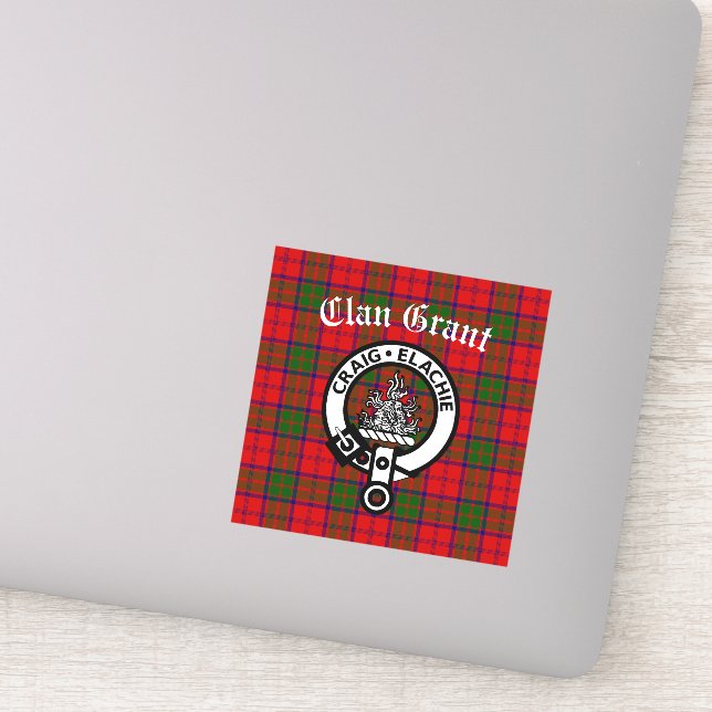 Clan Grant Wappen Abzeichen & Tartan Aufkleber (Detail)