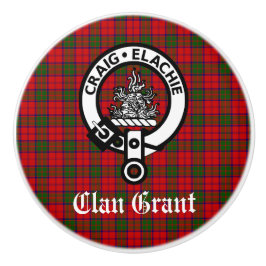 Clan Grant Wappen Abzeichen und Tartan Keramikknauf
