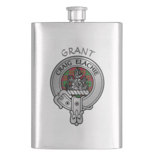 Clan Grant Wappen & Tartan Flachmann