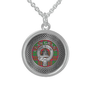 Clan Grant Wappen & Tartan Knot Sterling Silberkette