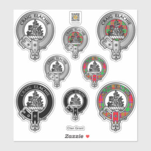 Clan Grant Wappen & Tartan Sticker