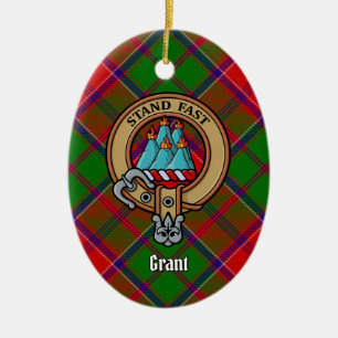 Clan Grant-Wappen über Tartan Keramik Ornament