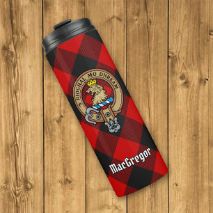 Clan Gregor Wappen über Rob Roy Tartan Thermosbecher