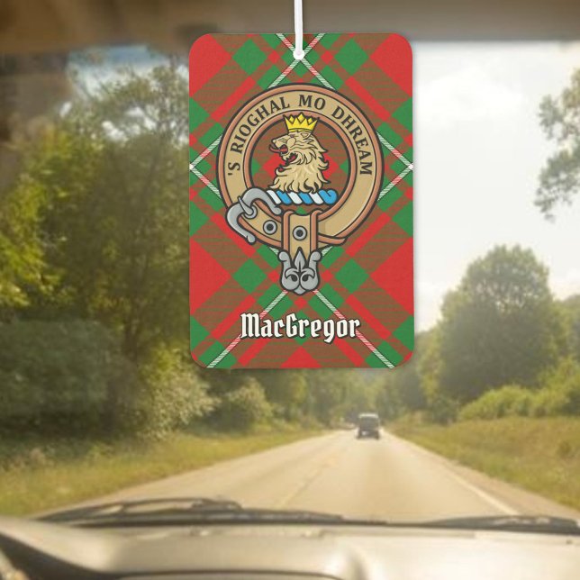 Clan Gregor Wappen über Tartan Air Freshener Autolufterfrischer (Von Creator hochgeladen)