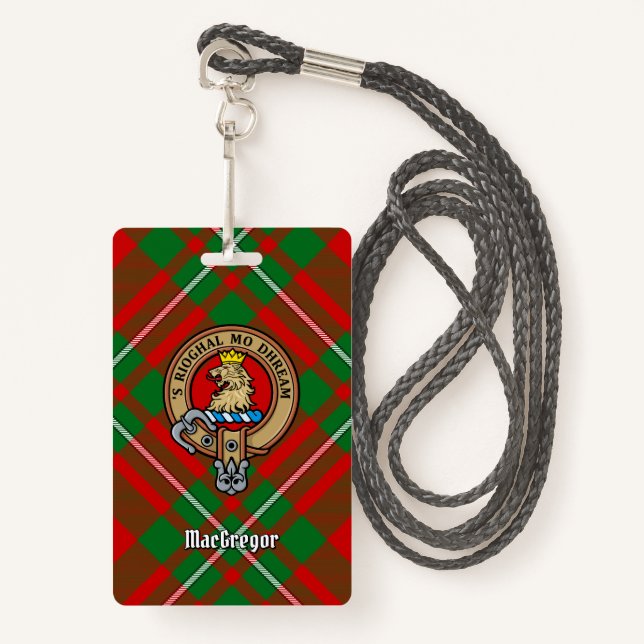 Clan Gregor Wappen über Tartan Ausweis (Vorderseite mit Schlüsselband)