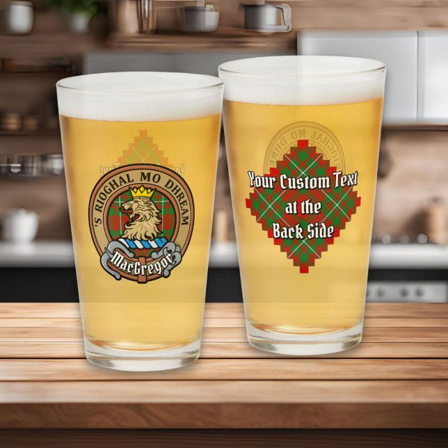 Clan Gregor Wappen über Tartan Glas (Von Creator hochgeladen)