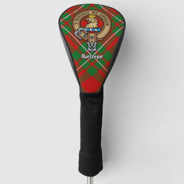 Clan Gregor Wappen über Tartan Golf Headcover (Vorderseite)