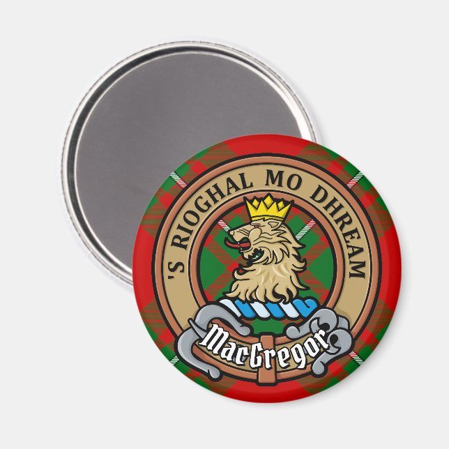 Clan Gregor Wappen über Tartan Magnet (Vorderseite/Rückseite)