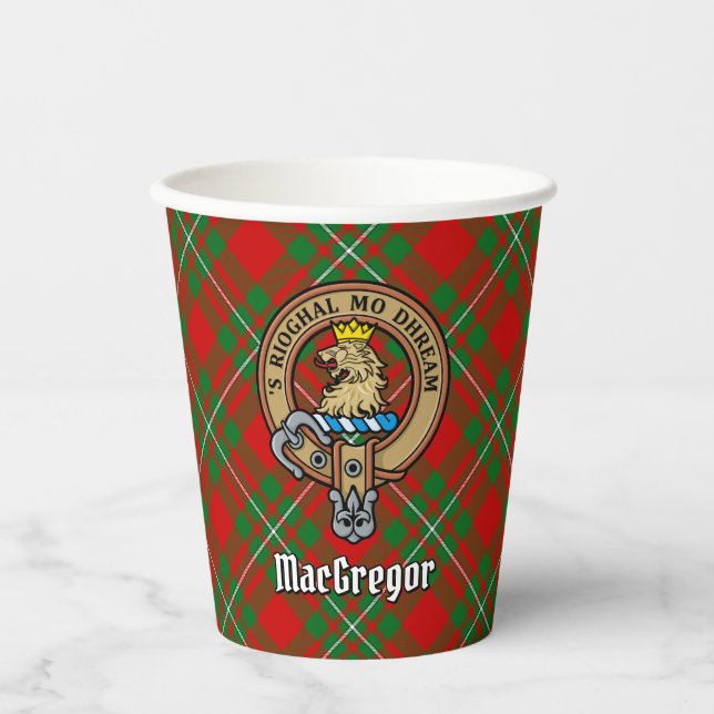Clan Gregor Wappen über Tartan Paper Cups Pappbecher (Vorderseite)