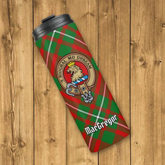 Clan Gregor Wappen über Tartan Thermosbecher (Von Creator hochgeladen)