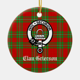 Clan Grierson Wappen Abzeichen & Tartan Keramik Ornament