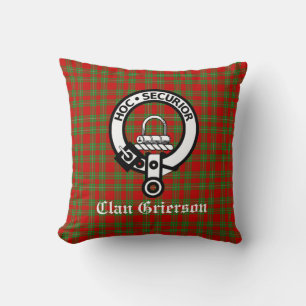 Clan Grierson Wappen Abzeichen & Tartan Kissen