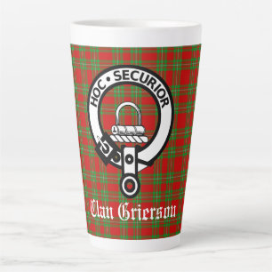 Clan Grierson Wappen Abzeichen & Tartan Milchtasse