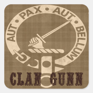 Clan Gunn Sepia Quadratischer Aufkleber