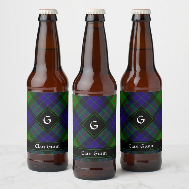 Clan Gunn Tartan Étiquette de bouteille de bière (Bouteilles)