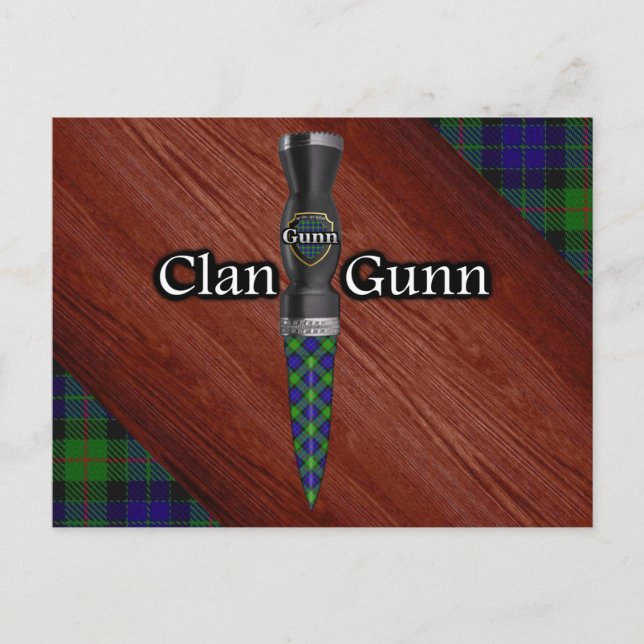Clan Gunn Tartan Sgian Dubh Blade Postkarte (Vorderseite)