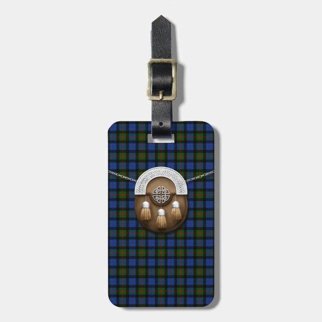Clan-Gunn Tartan und Sporran Gepäckanhänger (Vorderseite vertikal)