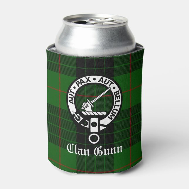 Clan Gunn Wappen Abzeichen und Tartan Dosenkühler (Kanne Vorderseite)
