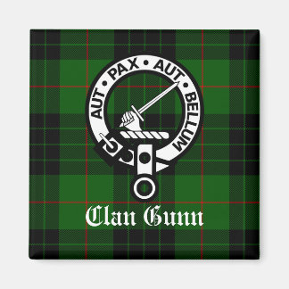 Clan Gunn Wappen Abzeichen und Tartan Magnet