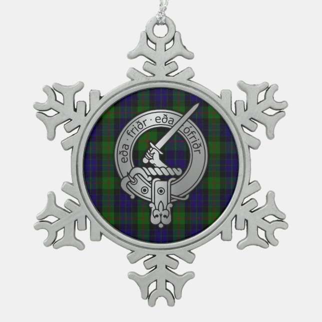 Clan Gunn Wappen & Tartan - Altnord Schneeflocken Zinn-Ornament (Vorderseite)