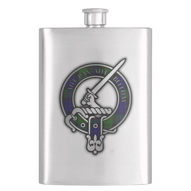 Clan Gunn Wappen & Tartan Flask Flachmann (Vorderseite)