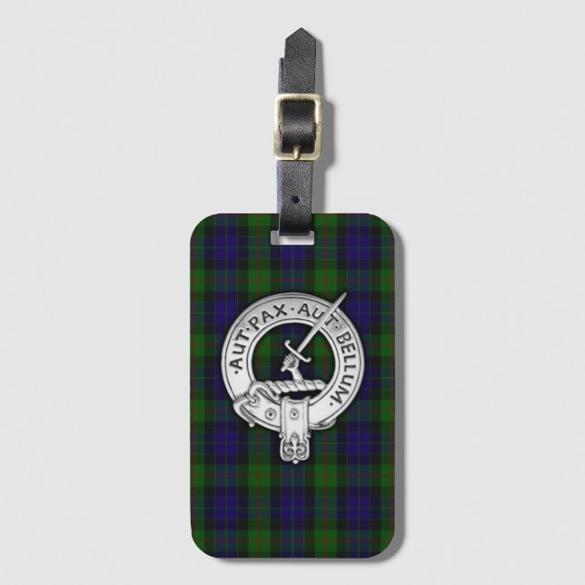 Clan Gunn Wappen & Tartan Gepäckanhänger (Vorderseite Vertikal)