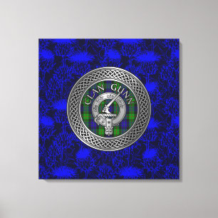 Clan Gunn Wappen & Tartan Knot on Thistle Leinwanddruck