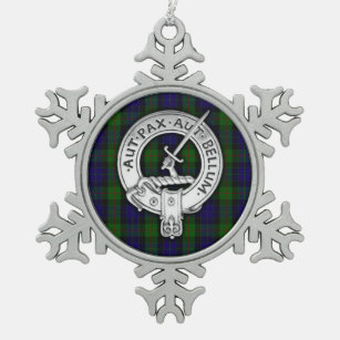 Clan Gunn Wappen & Tartan Schneeflocken Zinn-Ornament