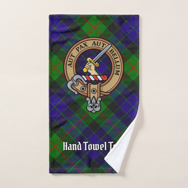 Clan Gunn Wappen über Tartan Badhandtuch Set (Handtuch)